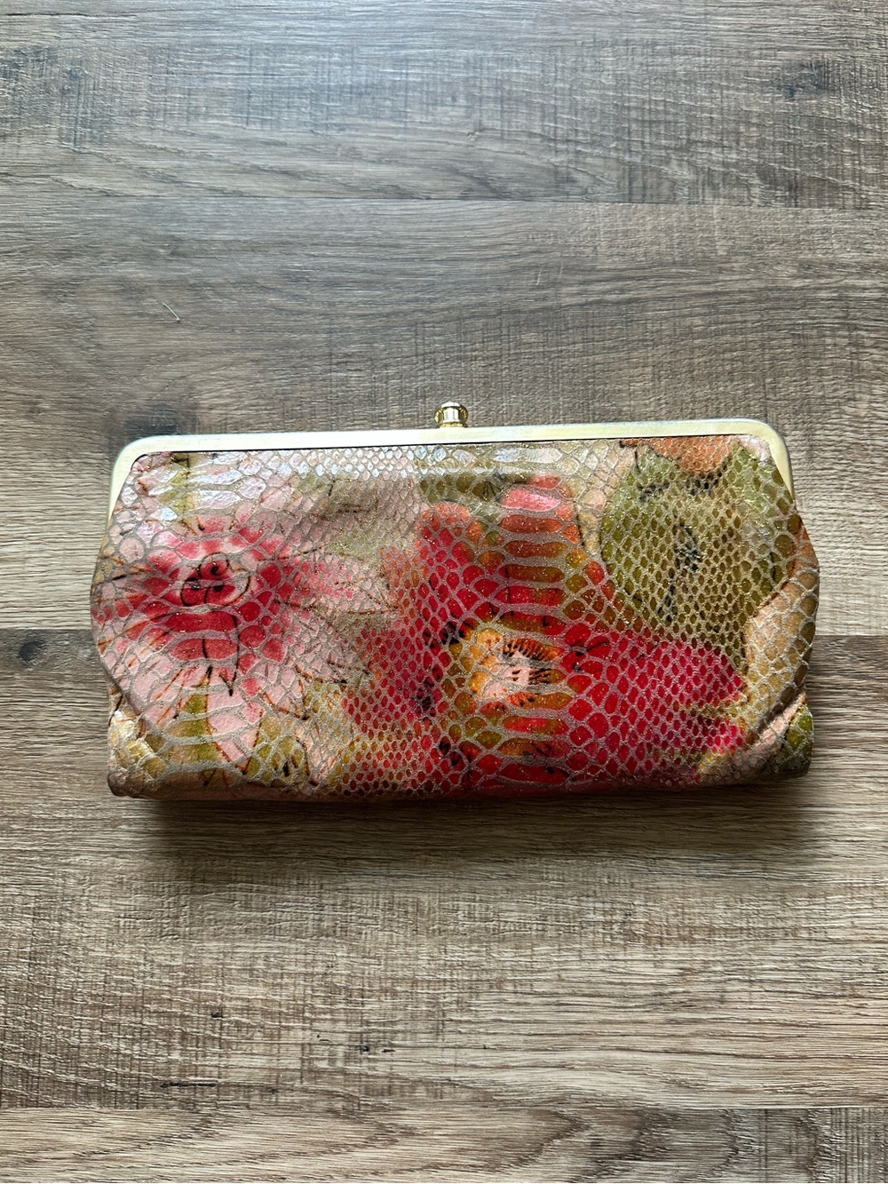 Hobo International floral snakeskin clutch wallet